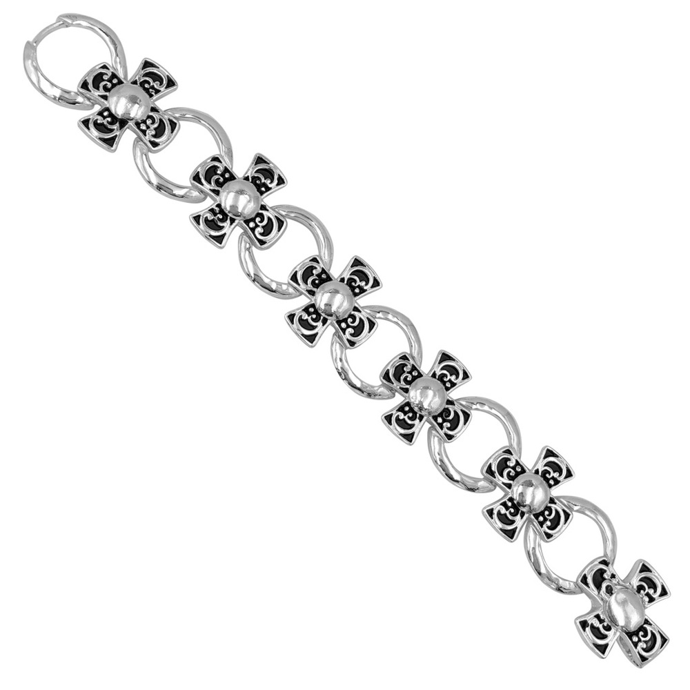 Designer Inspired Maltese Cross Silver Tone Magnetic Clasp Bracelet